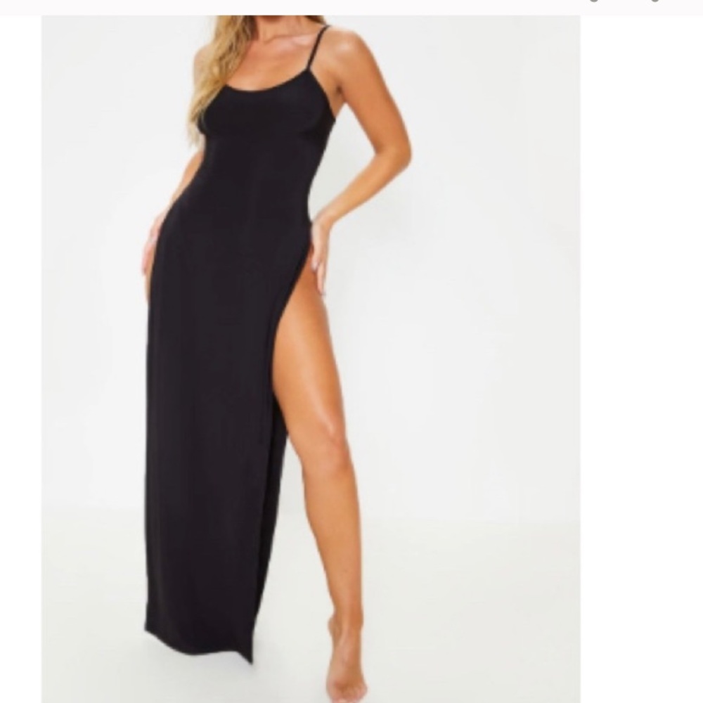 Black Slinky Maxi Beach Dress